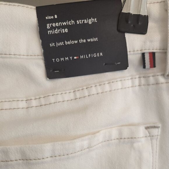 Tommy Hilfiger White Greenwich Midrise Straight Jeans with Rhinestones Size 8 - Picture 9 of 9